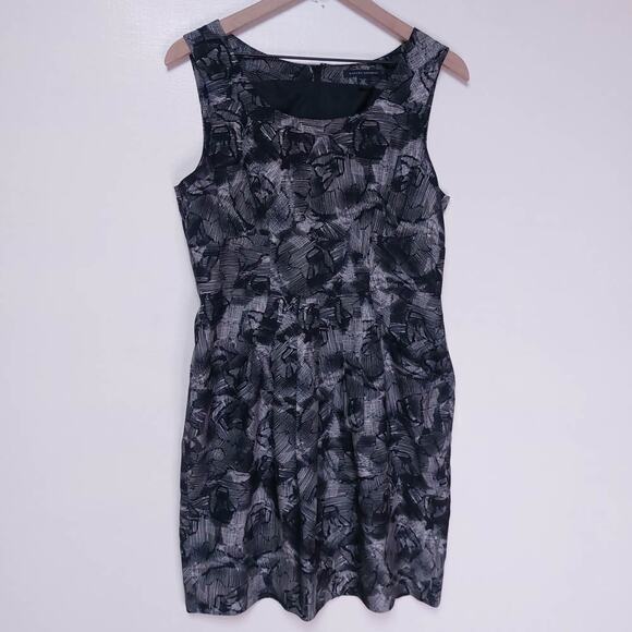 Banana Republic Black White Sheath Sleeveless Dress 12 Petite - Picture 1 of 8